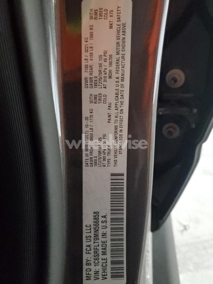 Photo 12 of 2021 RAM 1500 REBEL (VIN 1C6SRFLT9MN566858)