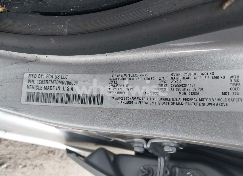 Photo 9 of 2021 Ram 1500 (VIN 1C6SRFMT0MN706004)