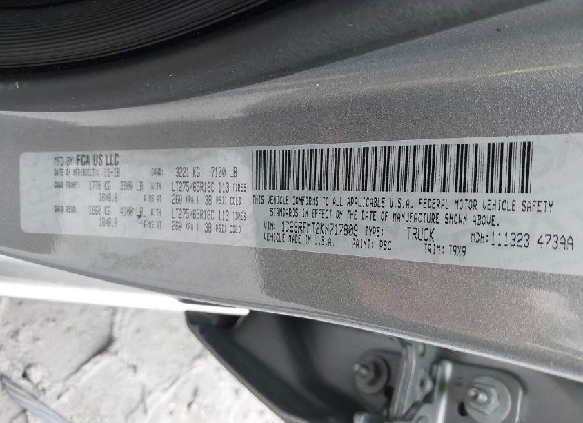 Photo 9 of 2019 Ram 1500 BIG HORN/LONE STAR 4X4 6'4 BOX (VIN 1C6SRFMT2KN717809)