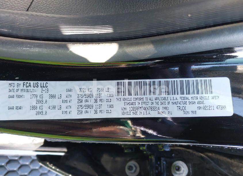 Photo 9 of 2019 Ram 1500 BIG HORN/LONE STAR 4X4 6'4 BOX (VIN 1C6SRFMT4KN783214)