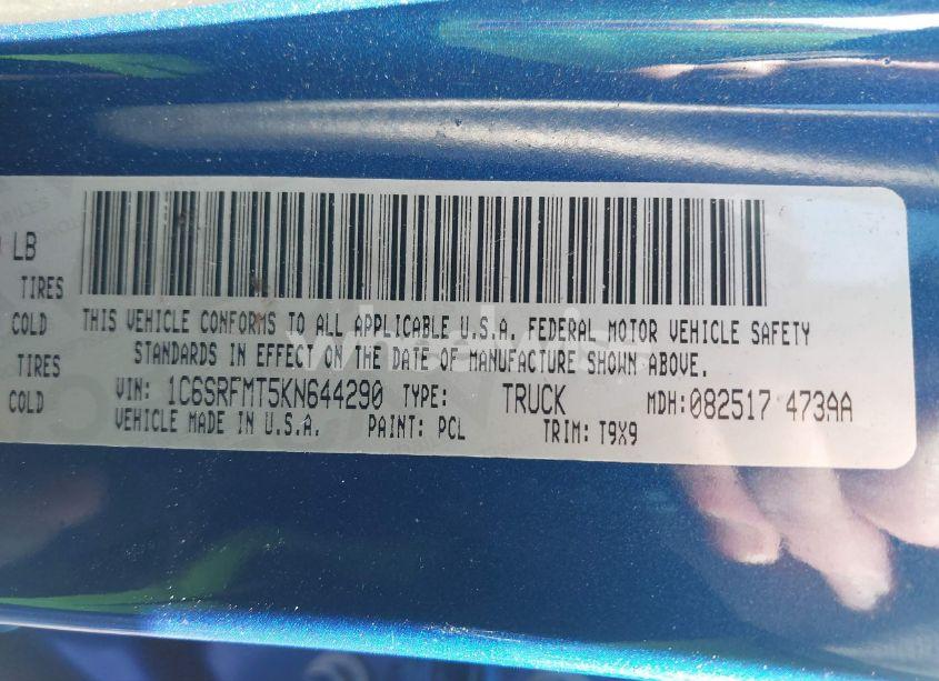 Photo 9 of 2019 Ram 1500 BIG HORN/LONE STAR 4X4 6'4 BOX (VIN 1C6SRFMT5KN644290)