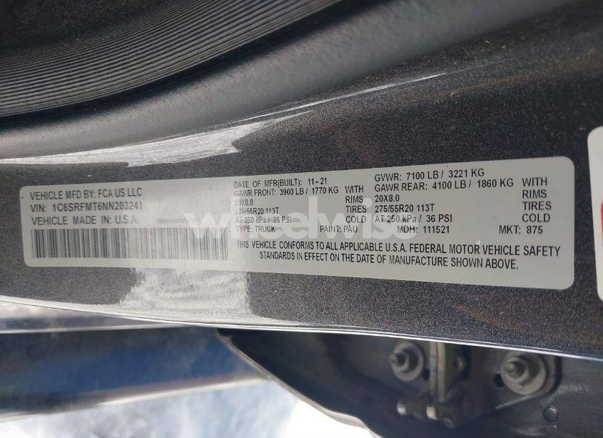 Photo 9 of 2022 Ram 1500 BIG HORN 4X4 6'4 BOX (VIN 1C6SRFMT6NN203241)