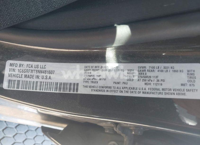 Photo 9 of 2022 Ram 1500 BIG HORN (VIN 1C6SRFMT8NN481607)