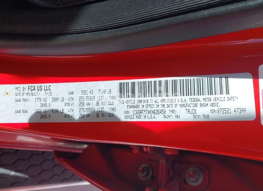 Photo 9 of 2019 Ram 1500 BIG HORN/LONE STAR 4X4 6'4 BOX (VIN 1C6SRFMTXKN626450)