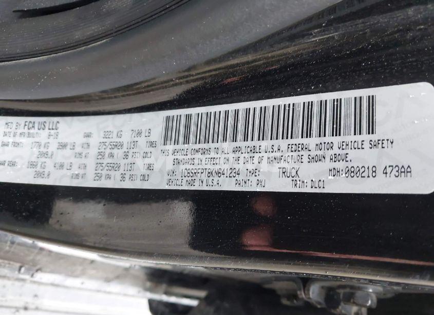 Photo 9 of 2019 Ram 1500 LIMITED 4X4 6'4 BOX (VIN 1C6SRFPT8KN641234)