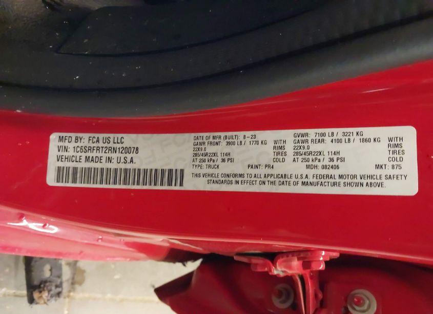 Photo 9 of 2024 Ram 1500 LARAMIE 4X4 6'4 BOX (VIN 1C6SRFRT2RN120078)