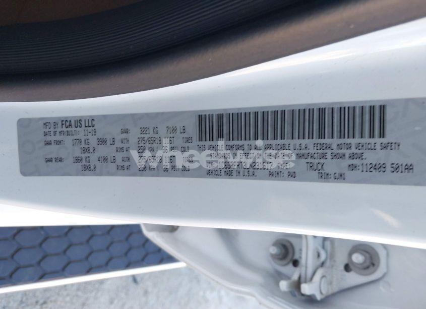 Photo 9 of 2020 Ram 1500 LARAMIE 4X4 6'4 BOX (VIN 1C6SRFRT3LN231617)