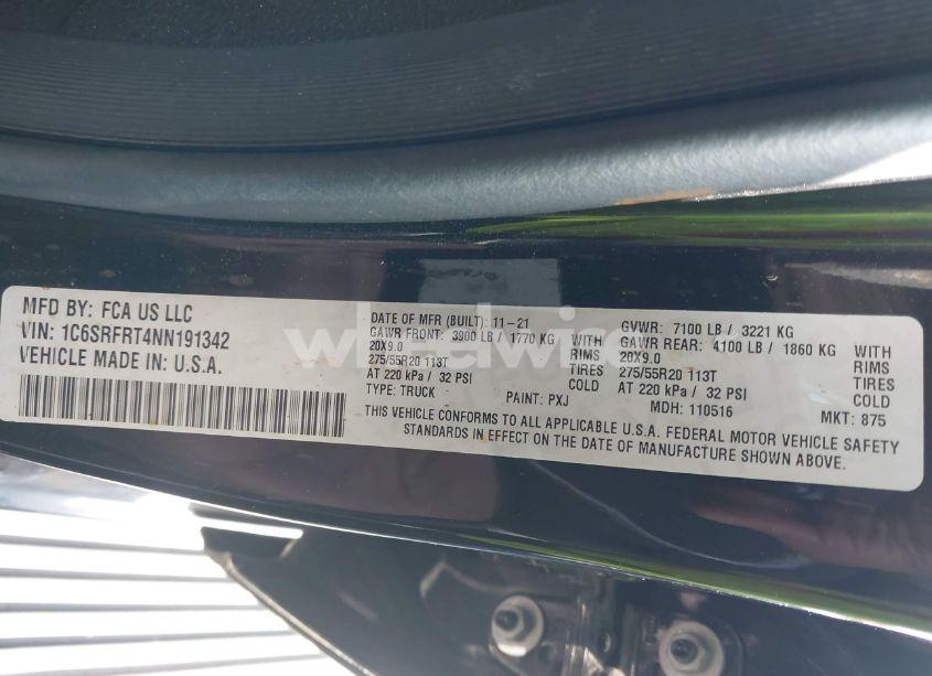 Photo 9 of 2022 Ram 1500 LARAMIE 4X4 6'4 BOX (VIN 1C6SRFRT4NN191342)