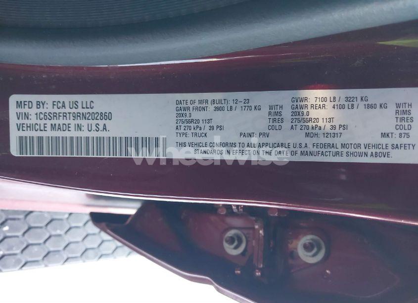 Photo 9 of 2024 Ram 1500 LARAMIE 4X4 6'4 BOX (VIN 1C6SRFRT9RN202860)