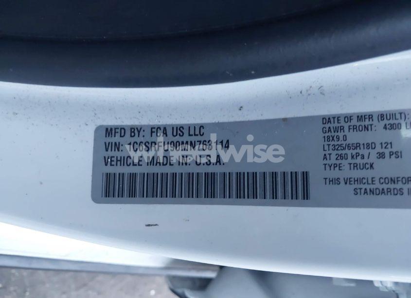 Photo 9 of 2021 Ram 1500 TRX 4X4 5'7 BOX (VIN 1C6SRFU90MN763114)