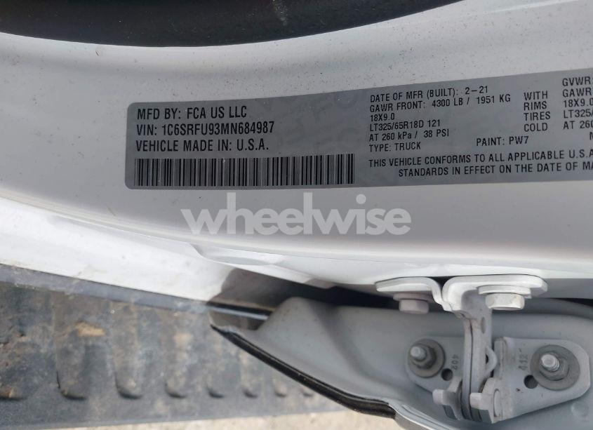 Photo 9 of 2021 Ram 1500 TRX 4X4 5'7 BOX (VIN 1C6SRFU93MN684987)