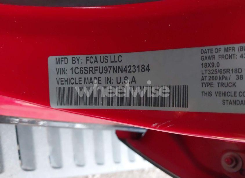 Photo 9 of 2022 Ram 1500 TRX 4X4 5'7 BOX (VIN 1C6SRFU93NN415101)