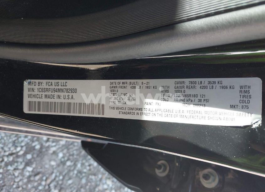 Photo 9 of 2021 Ram 1500 TRX 4X4 5'7 BOX (VIN 1C6SRFU94MN782930)