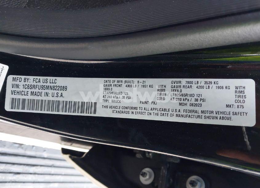 Photo 9 of 2021 Ram 1500 TRX 4X4 5'7 BOX (VIN 1C6SRFU95MN822089)