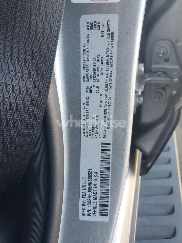 Photo 12 of 2022 RAM 1500 TRX (VIN 1C6SRFU95NN308521)