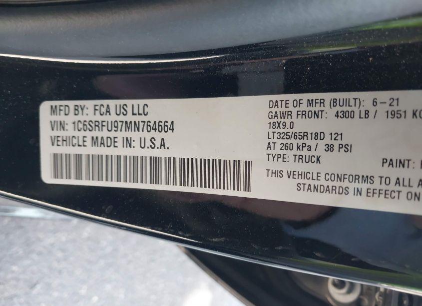 Photo 9 of 2021 Ram 1500 TRX 4X4 5'7 BOX (VIN 1C6SRFU97MN764664)