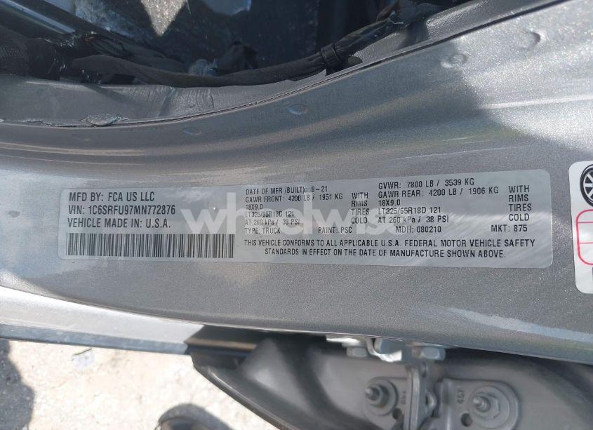 Photo 9 of 2021 Ram 1500 TRX 4X4 5'7 BOX (VIN 1C6SRFU97MN772876)