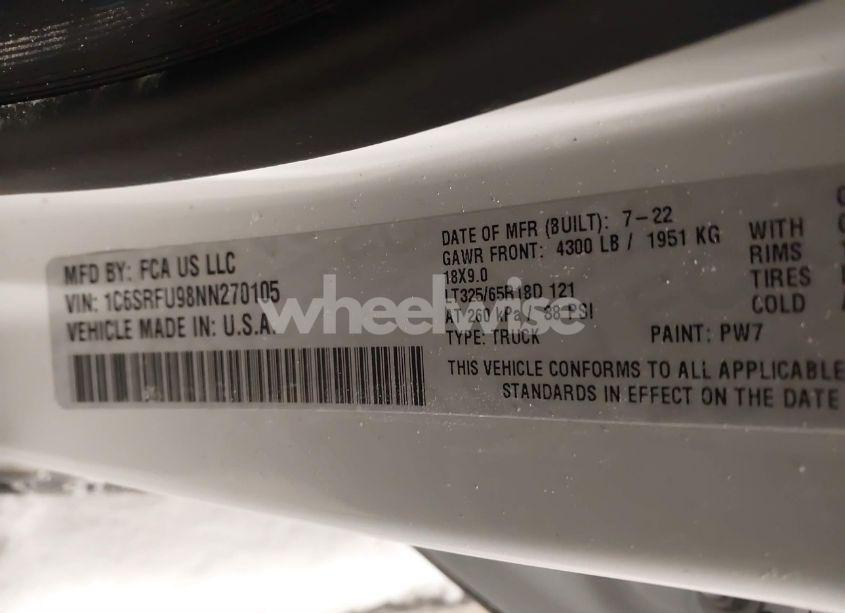 Photo 9 of 2022 Ram 1500 TRX 4X4 5'7 BOX (VIN 1C6SRFU98NN270105)