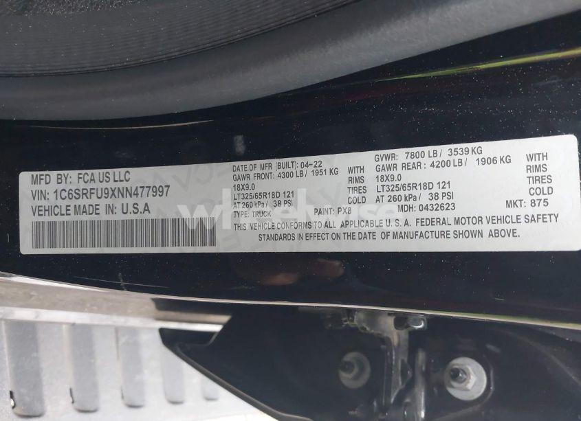 Photo 9 of 2022 Ram 1500 TRX 4X4 5'7 BOX (VIN 1C6SRFU9XNN476106)