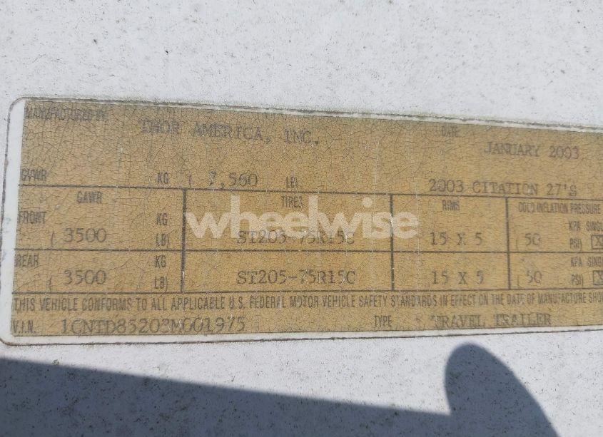 Photo 9 of 2003 Citation 27's (VIN 1CNTD85203M001975)