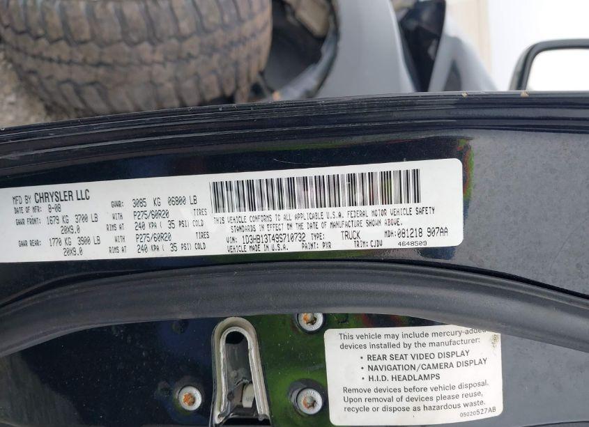 Photo 9 of 2009 Dodge Ram 1500 SLT/SPORT/TRX (VIN 1D3HB13T49S710732)