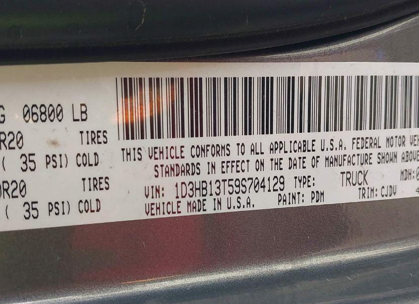 Photo 9 of 2009 Dodge Ram 1500 SLT/SPORT/TRX (VIN 1D3HB13T59S704129)