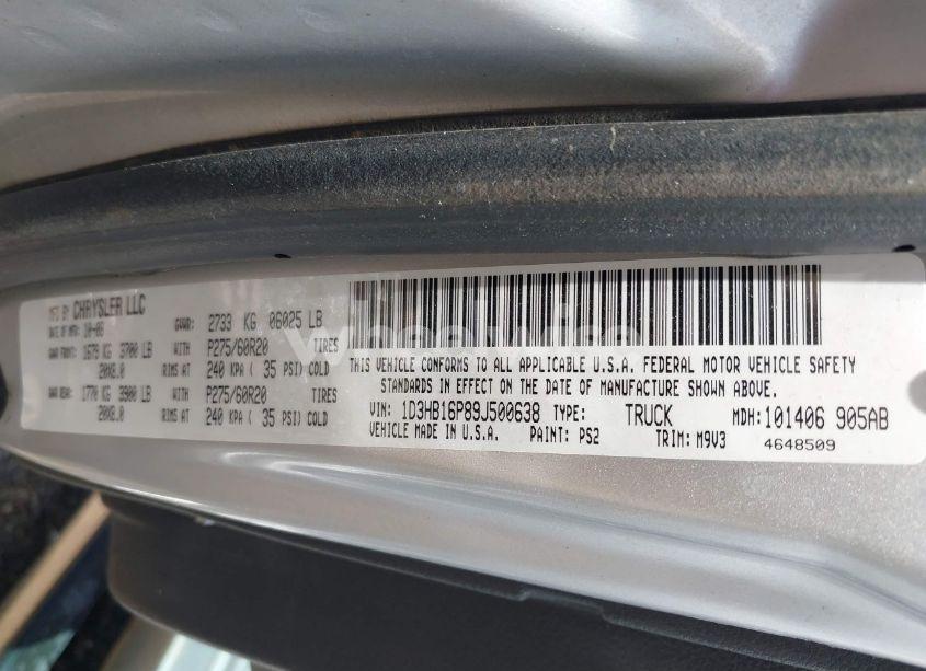 Photo 9 of 2009 Dodge Ram 1500 SLT/SPORT/TRX (VIN 1D3HB16P89J500638)