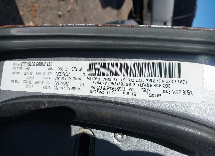 Photo 9 of 2009 Dodge Ram 1500 SLT/SPORT/TRX (VIN 1D3HB18P19S802313)