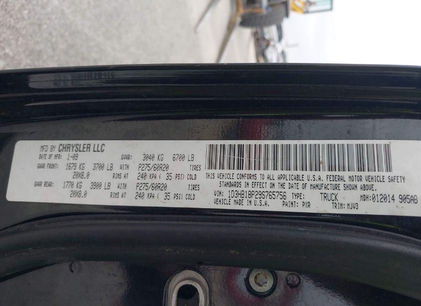 Photo 9 of 2009 Dodge Ram 1500 SLT/SPORT/TRX (VIN 1D3HB18P29S765756)