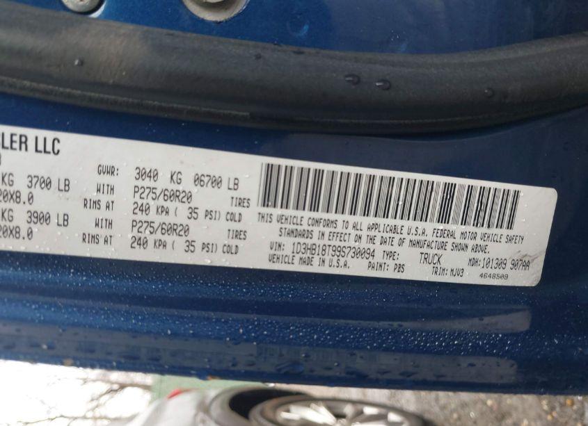 Photo 9 of 2009 Dodge Ram 1500 SLT/SPORT/TRX (VIN 1D3HB18T99S730094)