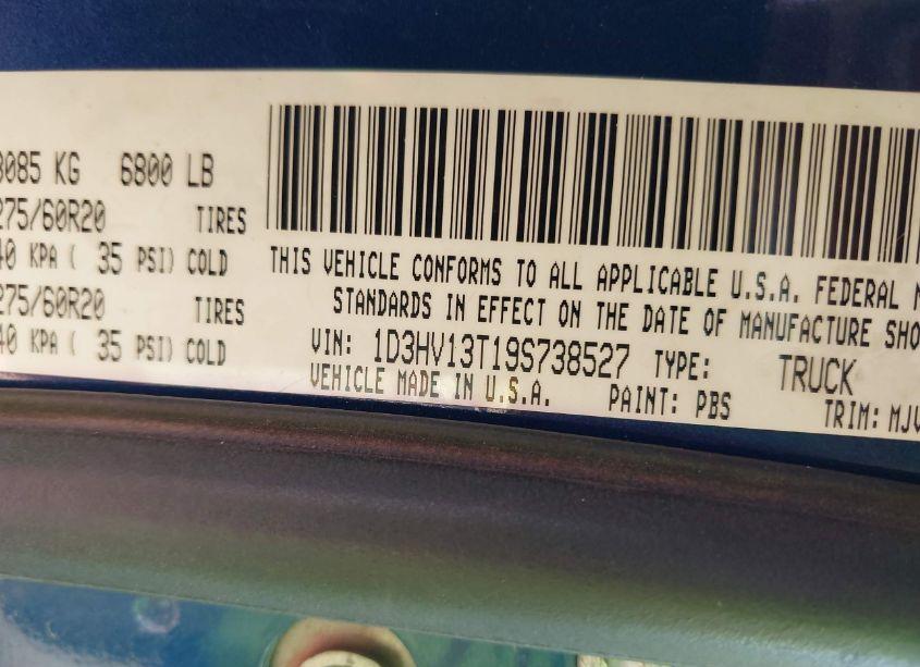 Photo 9 of 2009 Dodge Ram 1500 SLT/SPORT/TRX (VIN 1D3HV13T19S738527)