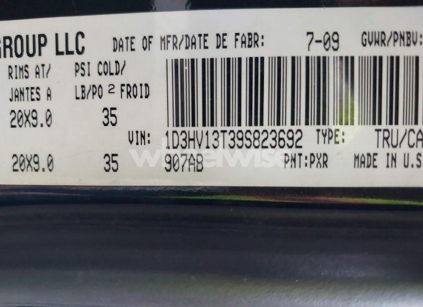 Photo 9 of 2009 Dodge Ram 1500 SLT/SPORT (VIN 1D3HV13T39S823692)