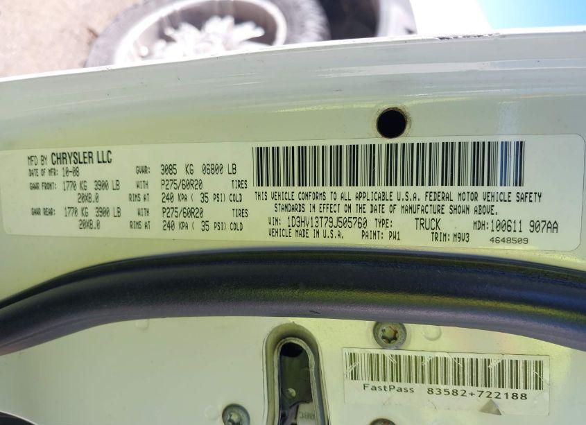 Photo 9 of 2009 Dodge Ram 1500 SLT/SPORT/TRX (VIN 1D3HV13T79J505760)