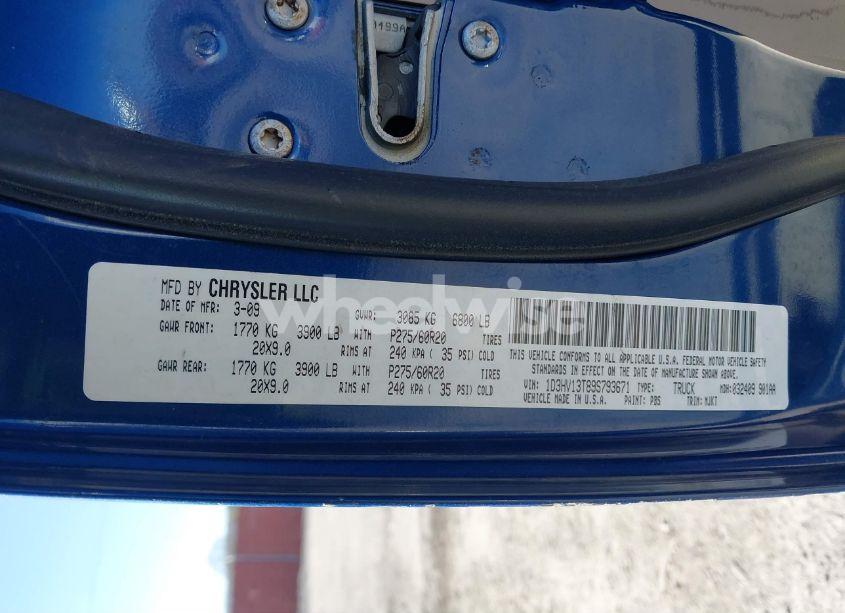 Photo 9 of 2009 Dodge Ram 1500 SLT/SPORT/TRX (VIN 1D3HV13T89S793671)