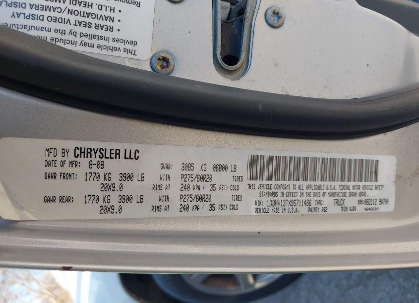 Photo 9 of 2009 Dodge Ram 1500 SLT/SPORT/TRX (VIN 1D3HV13TX9S711486)