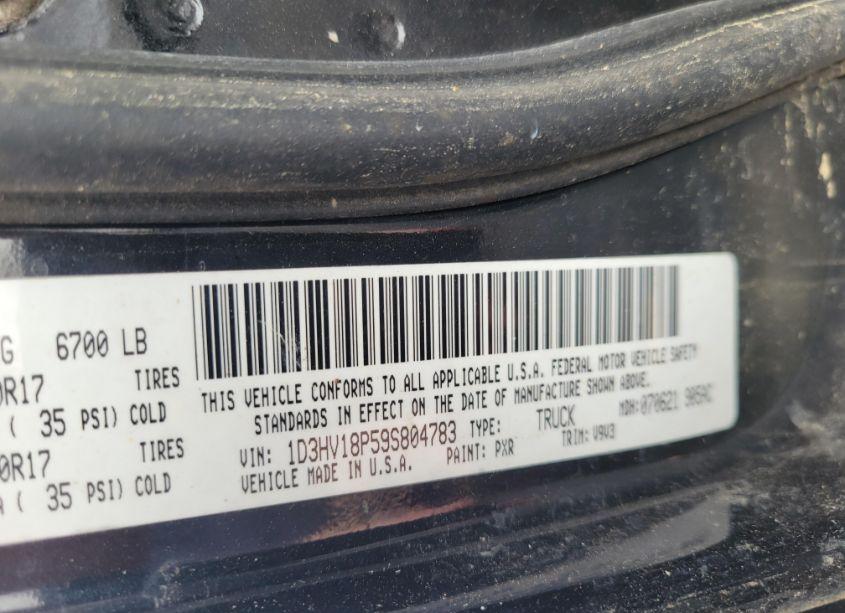 Photo 9 of 2009 Dodge Ram 1500 SLT/SPORT/TRX (VIN 1D3HV18P59S804783)