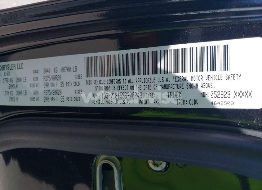 Photo 9 of 2009 Dodge Ram 1500 (VIN 1D3HV18T59S700243)