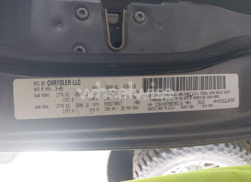 Photo 9 of 2009 Dodge Ram 1500 SLT/SPORT/TRX (VIN 1D3HV18T59S785116)