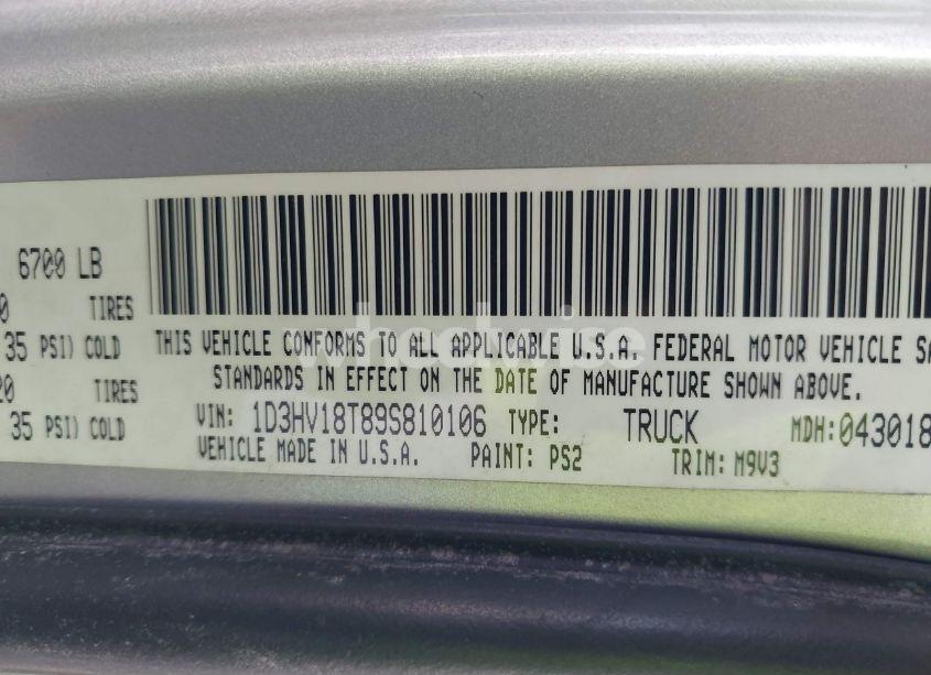 Photo 9 of 2009 Dodge Ram 1500 SLT/SPORT/TRX (VIN 1D3HV18T89S810106)
