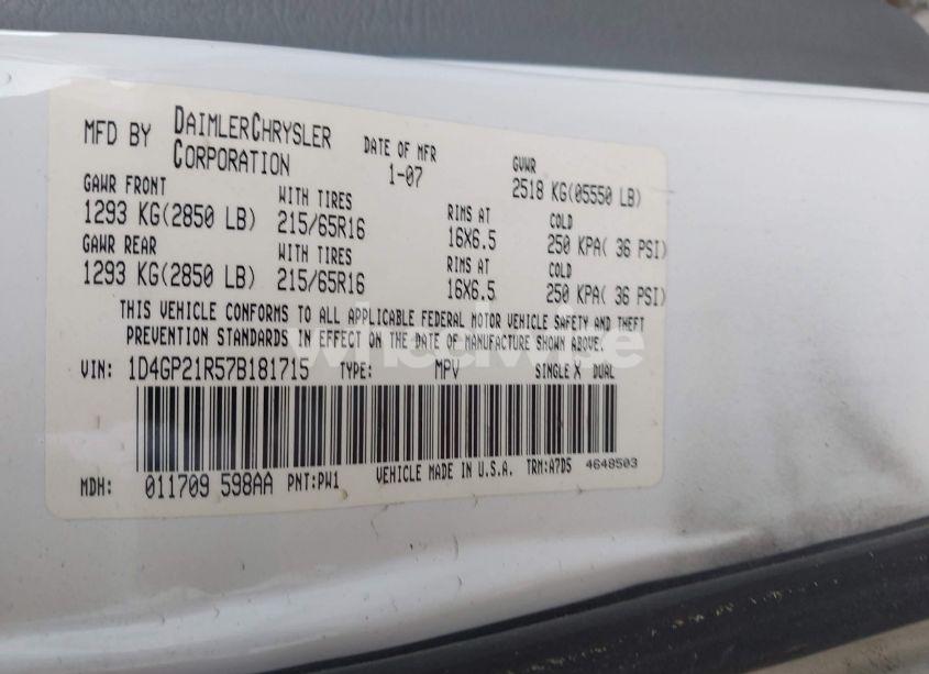 Photo 9 of 2007 Dodge Caravan CV (VIN 1D4GP21R57B181715)