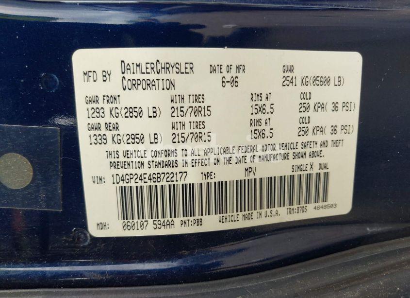 Photo 9 of 2006 Dodge Grand CARAVAN SE (VIN 1D4GP24E46B722177)