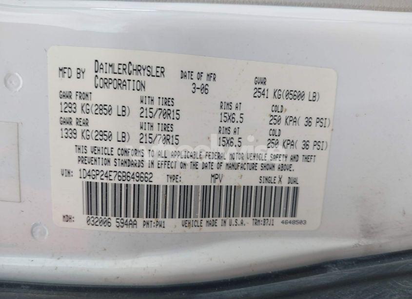 Photo 9 of 2006 Dodge Grand CARAVAN SE (VIN 1D4GP24E76B649662)