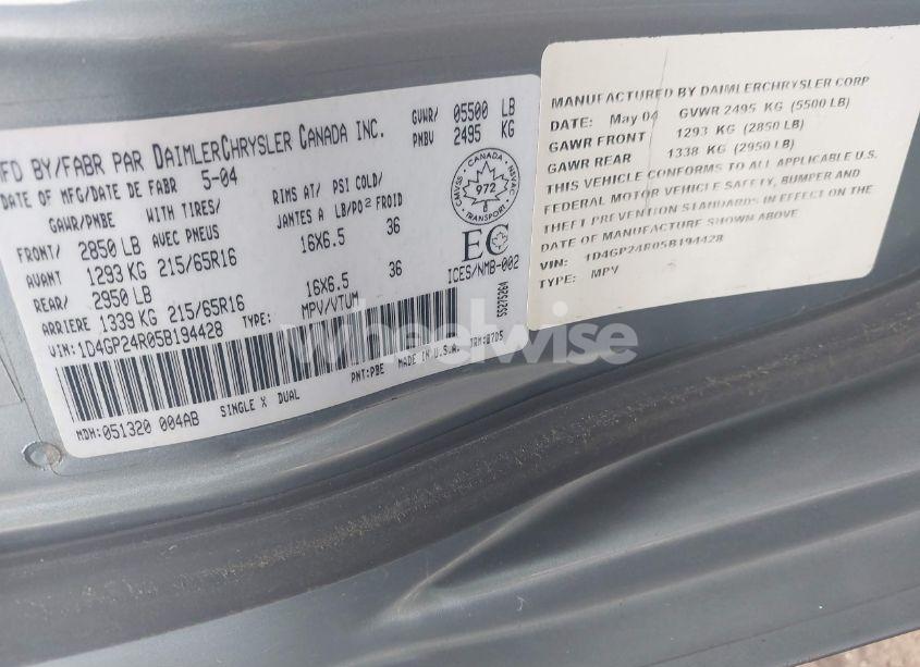 Photo 9 of 2005 Dodge Grand CARAVAN (VIN 1D4GP24R05B194428)