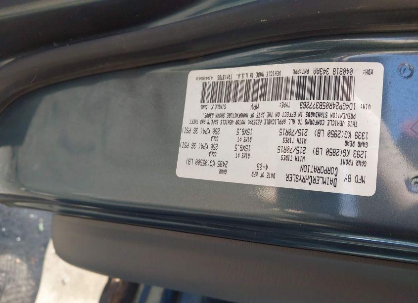 Photo 9 of 2005 Dodge Grand CARAVAN SE (VIN 1D4GP24R05B377263)