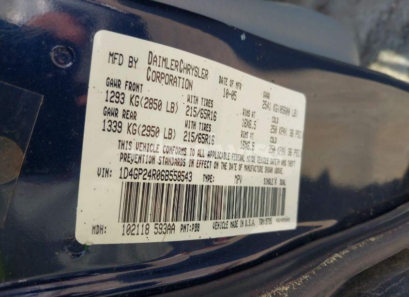 Photo 9 of 2006 Dodge Grand CARAVAN SE (VIN 1D4GP24R06B558543)
