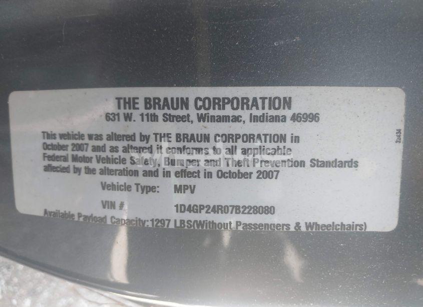 Photo 9 of 2007 Dodge Grand CARAVAN SE (VIN 1D4GP24R07B228080)