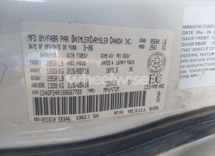 Photo 9 of 2006 Dodge Grand CARAVAN (VIN 1D4GP24R16B667769)