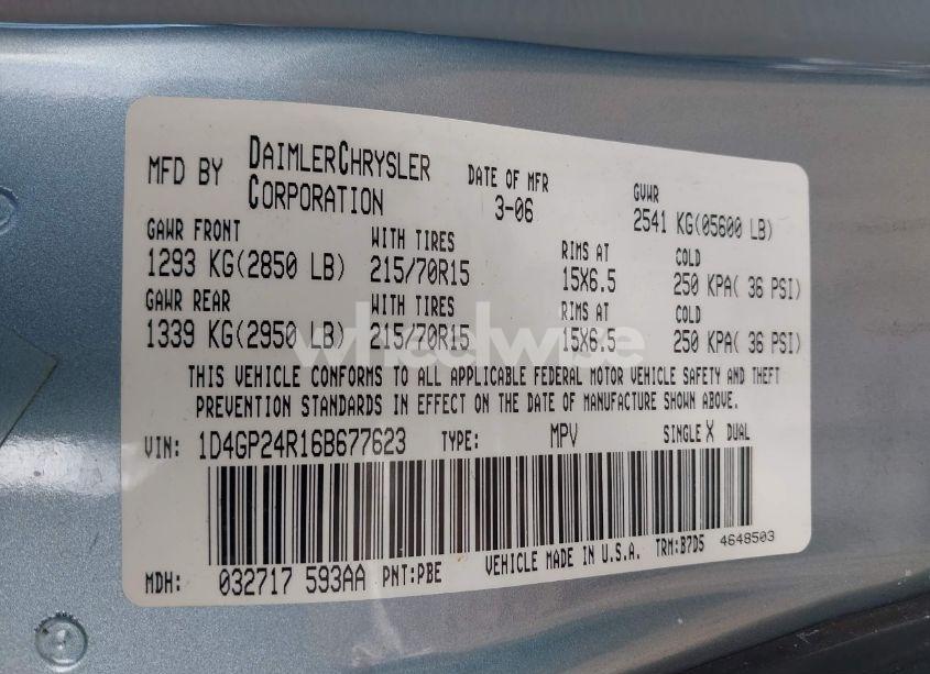 Photo 9 of 2006 Dodge Grand CARAVAN SE (VIN 1D4GP24R16B677623)