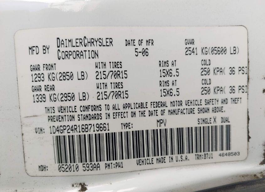 Photo 9 of 2006 Dodge Grand CARAVAN SE (VIN 1D4GP24R16B719661)