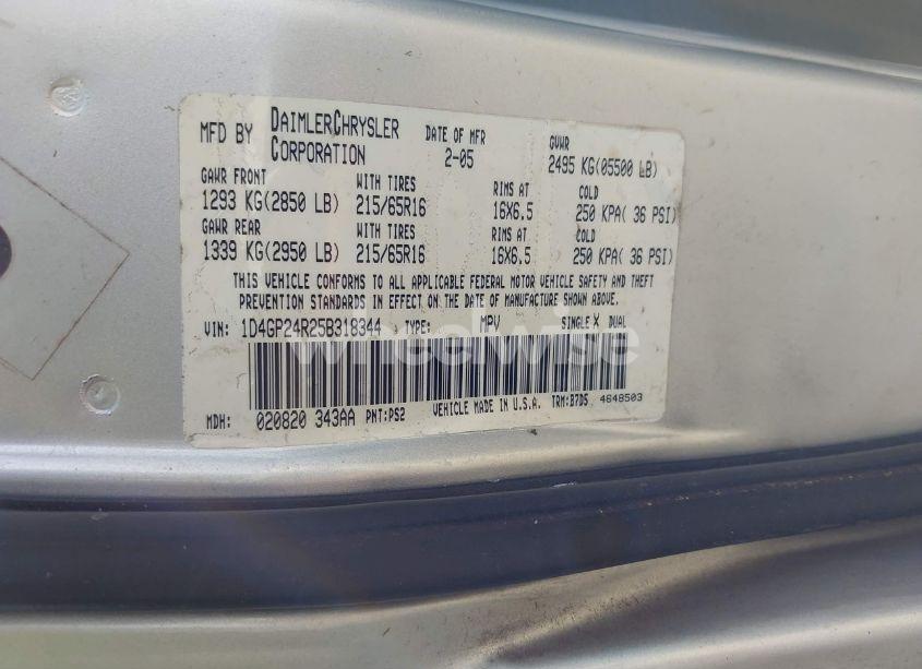 Photo 9 of 2005 Dodge Grand CARAVAN SE (VIN 1D4GP24R25B318344)